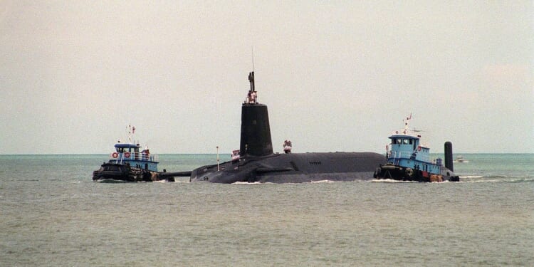 The British nuclear submarine HMS Vanguard.