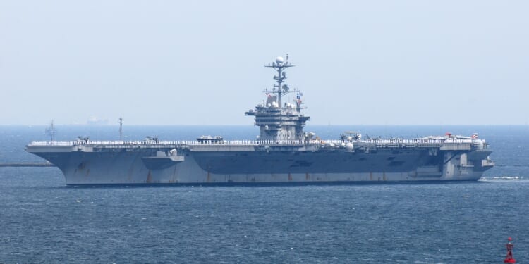 The USS George Washington at sea.