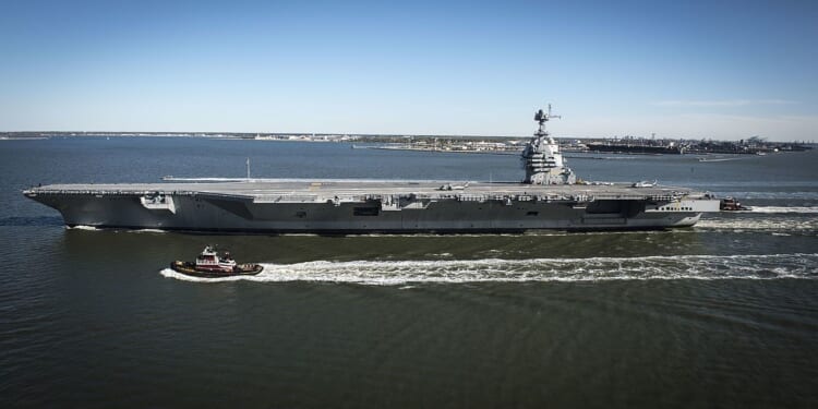The USS Gerald R. Ford at sail.