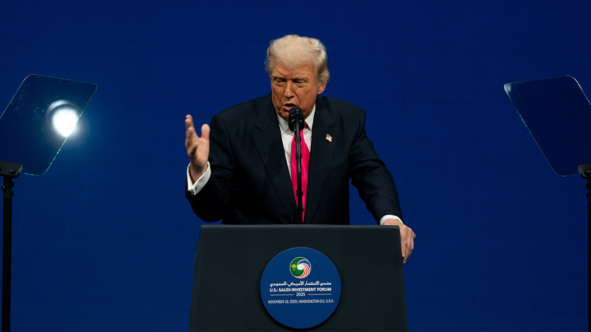 US President Donald Trump during the US-Saudi Investment Forum at the Kennedy Center in Washington, DC.
