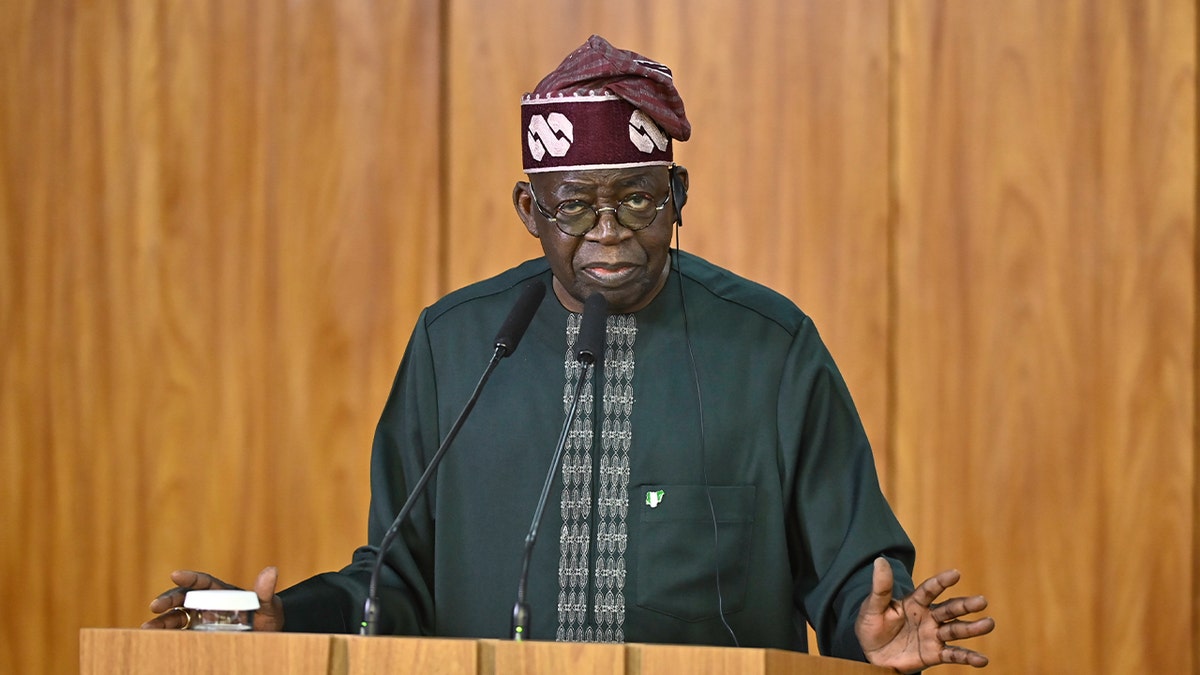 President of Nigeria, Bola Tinubu, speaks during an official visit to Brazil at Planalto Palace on August 25, 2025 in Brasilia, Brazil. 