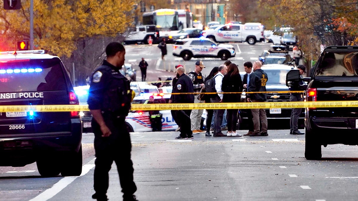police officers and law enforcement blocking off street