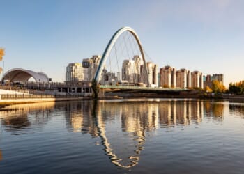 Astana, Kazakhstan bridge in the autumn.