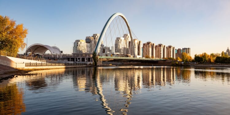 Astana, Kazakhstan bridge in the autumn.