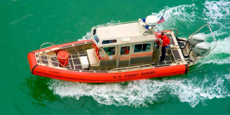 A US Coast Guard ship at sea.