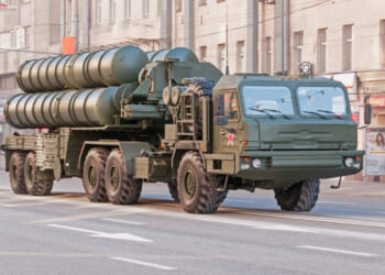 S-400 Triumf anti-aircraft weapon system moves on parade devoted to Victory Day on May 9, 2013 in Moscow.