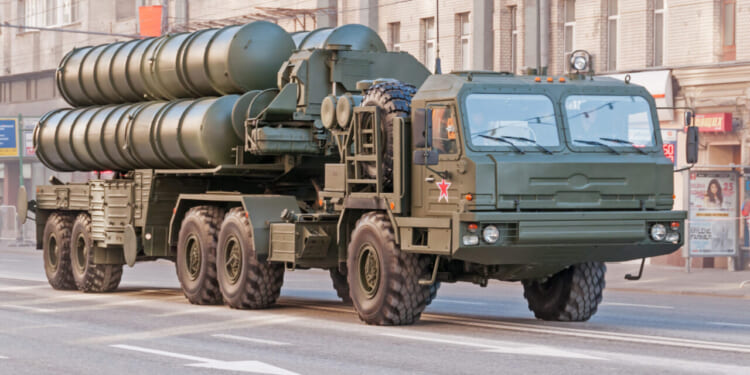 S-400 Triumf anti-aircraft weapon system moves on parade devoted to Victory Day on May 9, 2013 in Moscow.