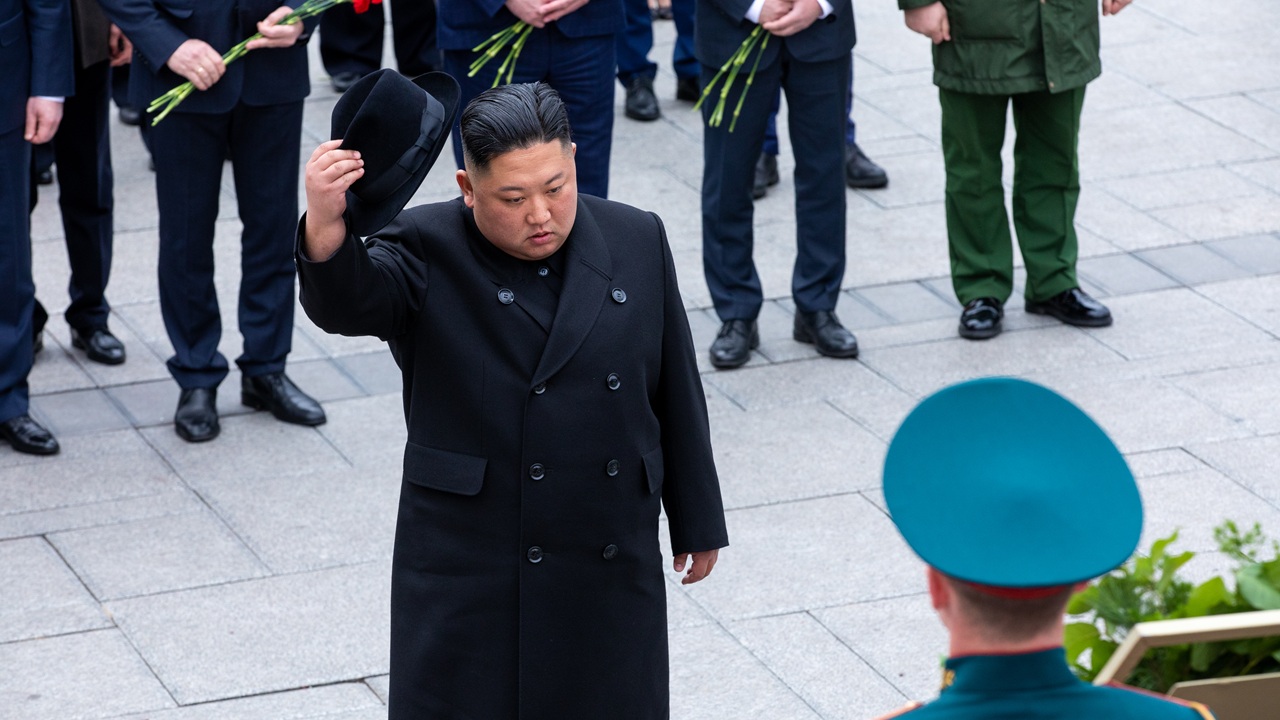 Kim Jong-un at a memorial in Vladivostok, Russia.