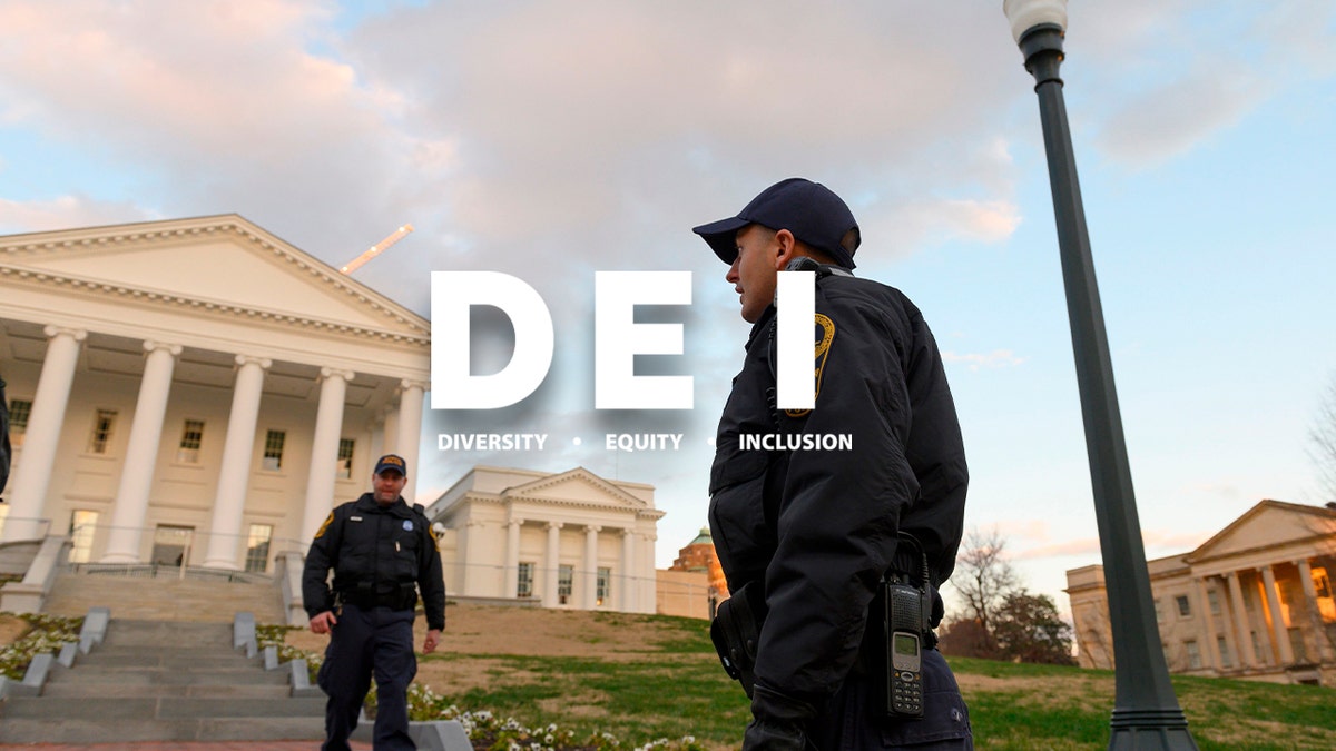 Virginia police officers outside the state capitol building