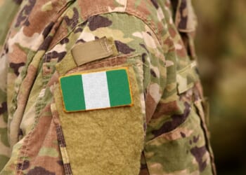 A soldier with a Nigerian flag patch.