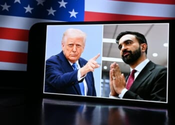 Two images of President Trump and NYC Mayor Zohran Mamdani.