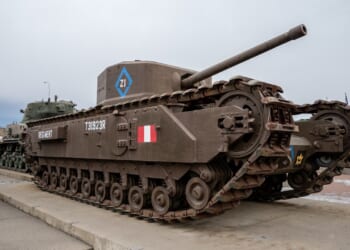A Churchill tank on display.