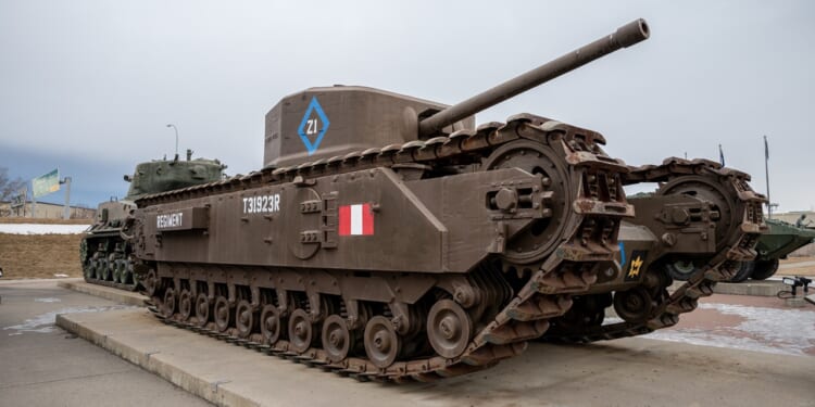 A Churchill tank on display.