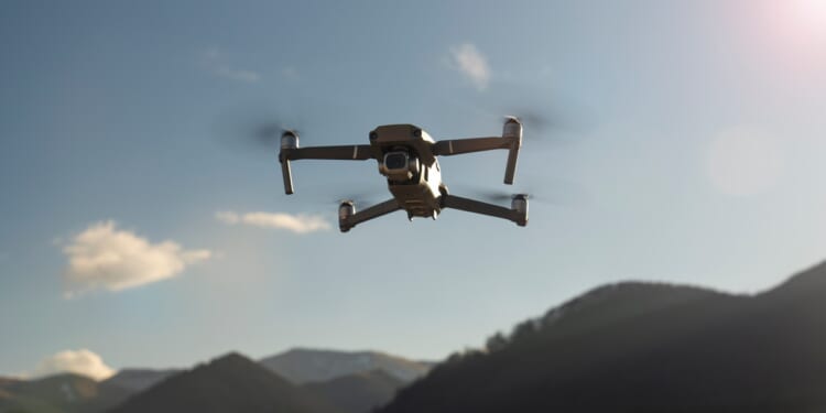 A quadcopter drone with a camera.