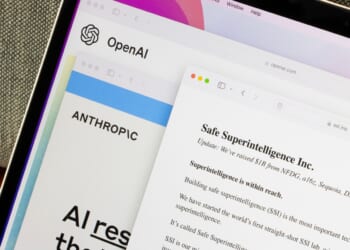 Homepages of OpenAI, Anthropic, and OpenAI co-founder Sutskever's new safety-focused AI startup Safe Superintelligence are seen on a computer. OpenAI shakeup concept.