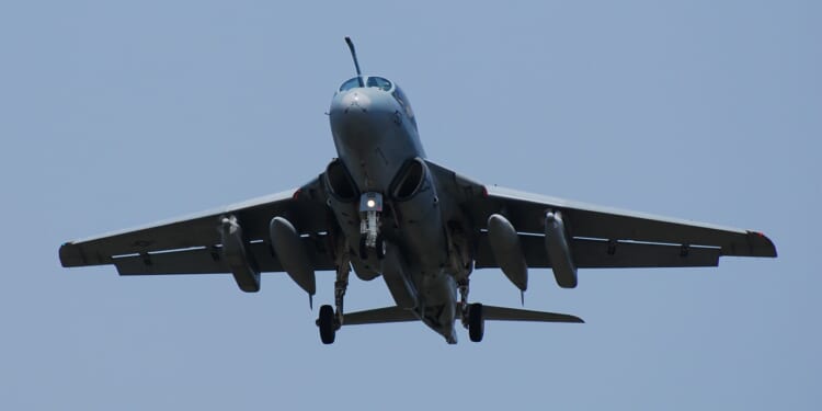 An EA-6B Prowler aircraft in flight.