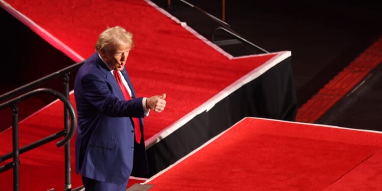 Donald Trump speaks at a rally in Arizona.