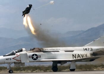 An ejector seat ground test from a US Navy aircraft.