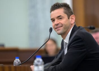 Jared Isaacman testifying to the Senate.