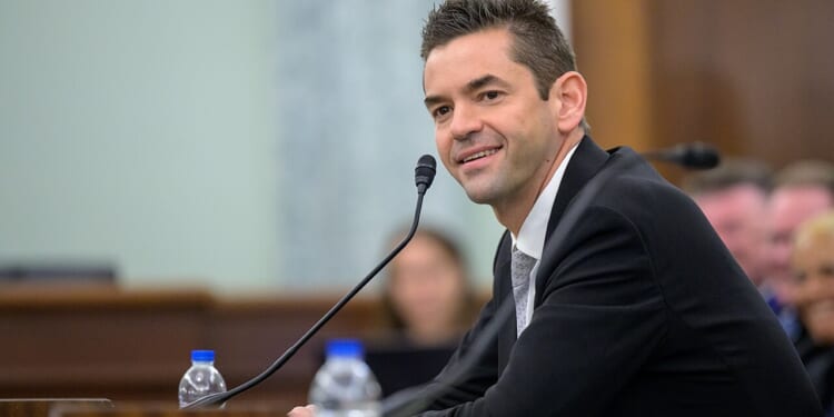 Jared Isaacman testifying to the Senate.