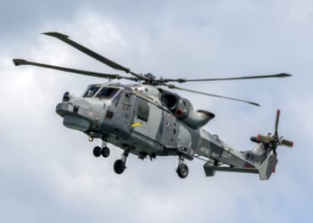 A closeup shot of the Royal Navy Wildcat Helicopter