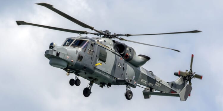 A closeup shot of the Royal Navy Wildcat Helicopter