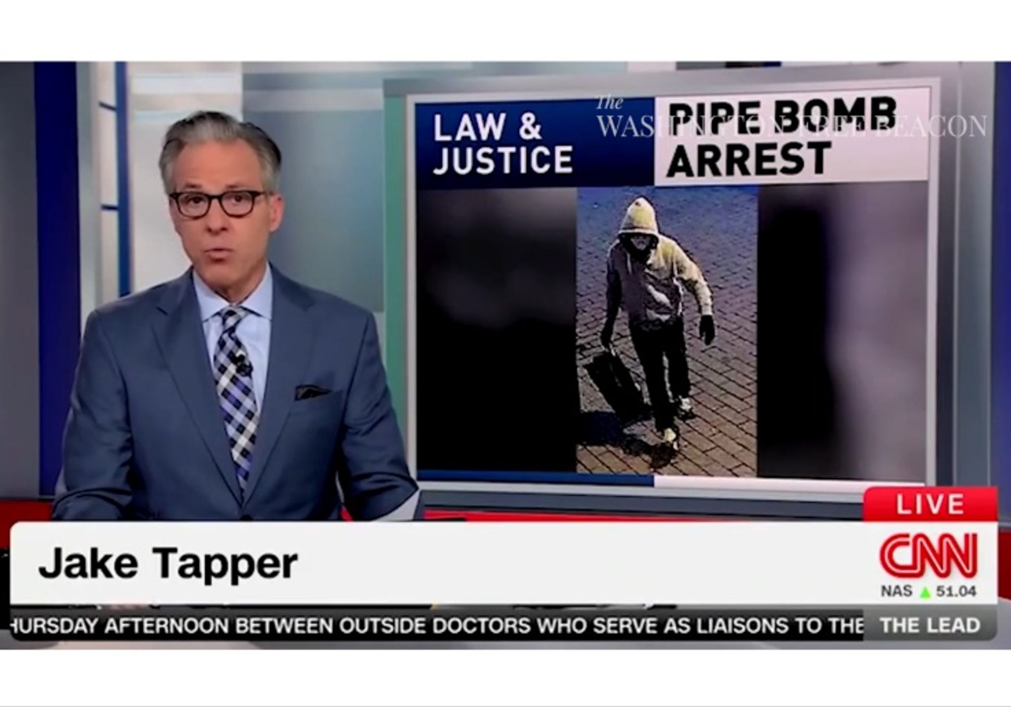 WATCH: Jake Tapper Describes Pipe Bomb Suspect As 'White Man,' Airs Photo Disproving His Claim Minutes Later