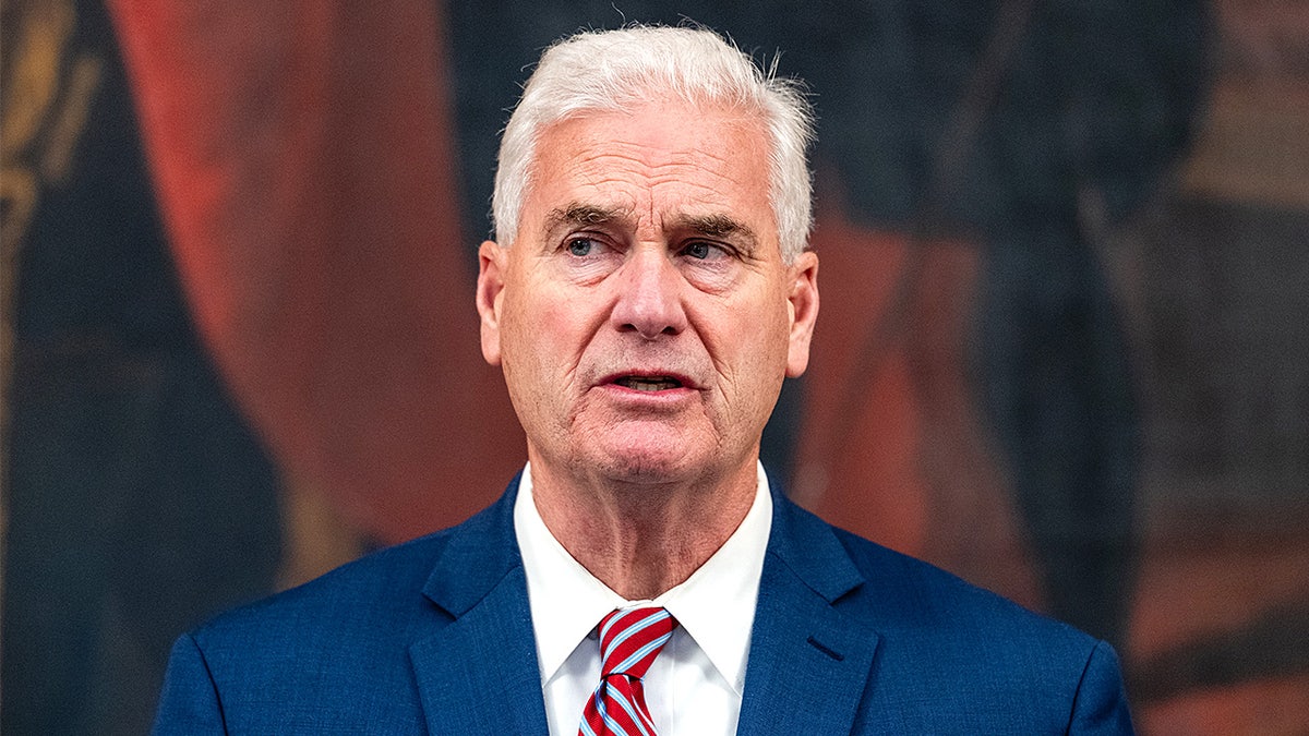 Rep. Tom Emmer speaks at a press conference at the U.S. Capitol about air traffic controller pay during the government shutdown.