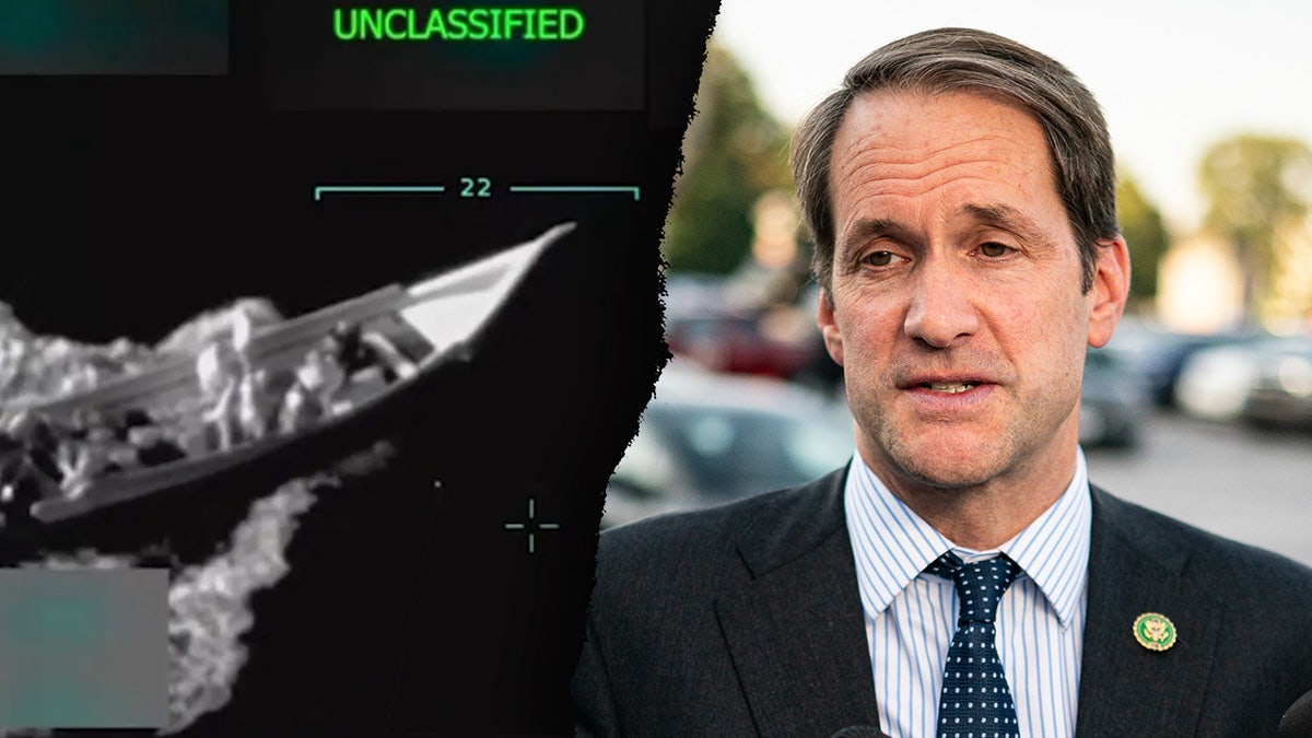 A snapshot of a U.S. targeting system locking on a small boat pictured, left, alongside Congressman Jim Himes, right