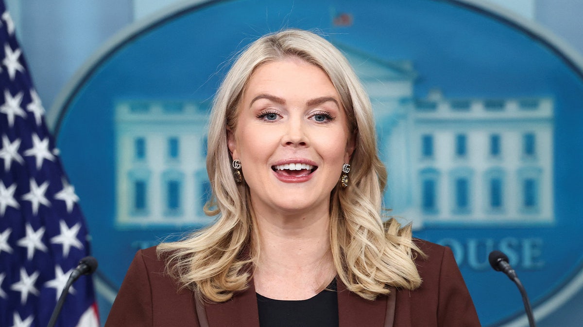 Karoline Leavitt speaking during press conference