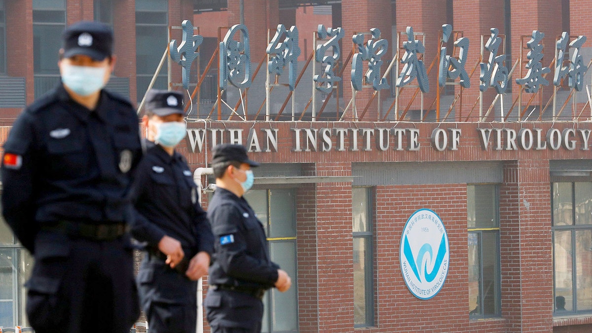 Chinese police patrolling Wuhan Institute of Virology