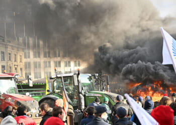 Protesting Farmers Pelt Police With Potatoes Over Anti-Agri EU Deal