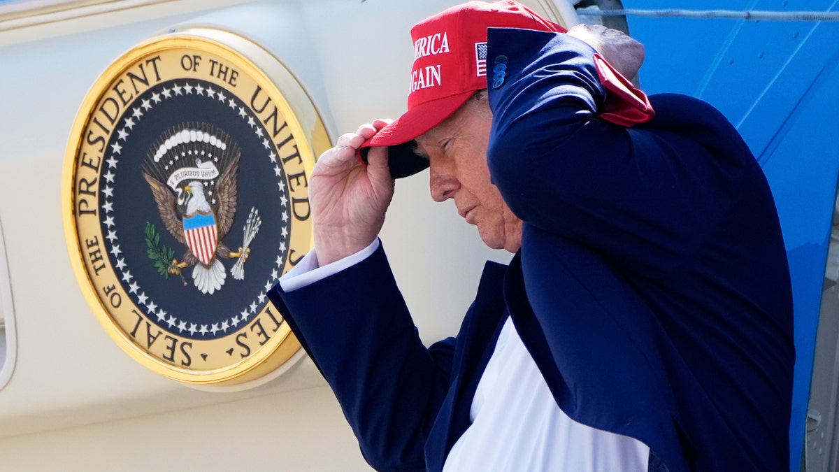 President Donald Trump is seen on Air Force One.