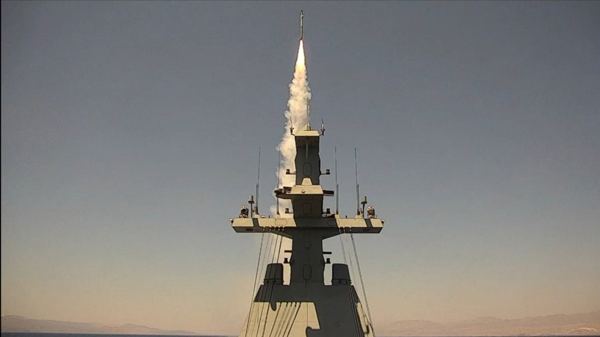 Israeli Navy Ship Sa’ar 6 missile ship launching interceptor