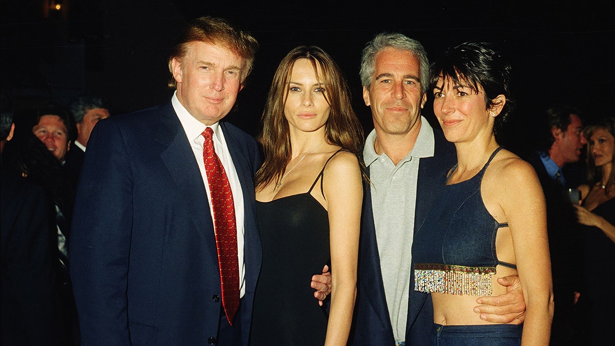 Donald Trump with Melania Trump, Jeffrey Epstein and Ghislaine Maxwell in 2000.