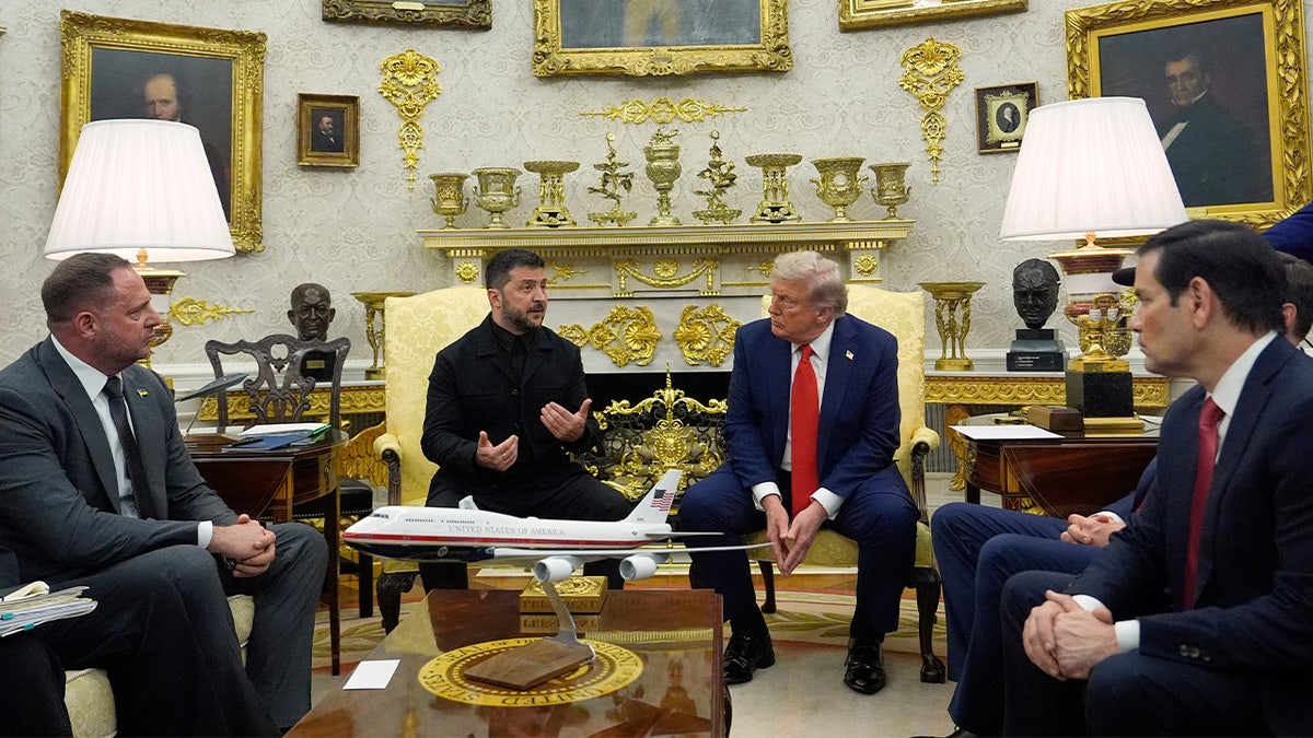 President Donald Trump meets with Ukraine's President Volodymyr Zelenskyy in the Oval Office.