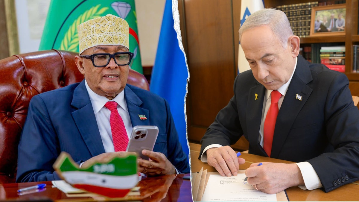 Split image of Netanyahu and Somaliland president.