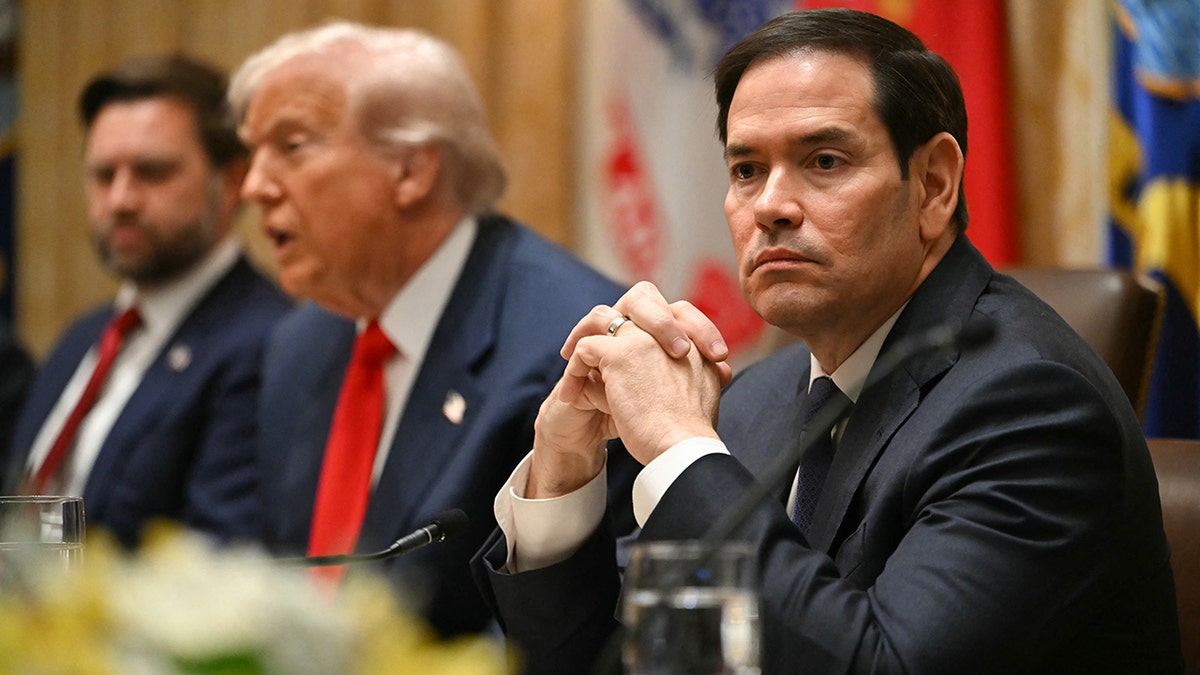 Secretary of State Marco Rubio, President Donald Trump, and Vice President JD Vance
