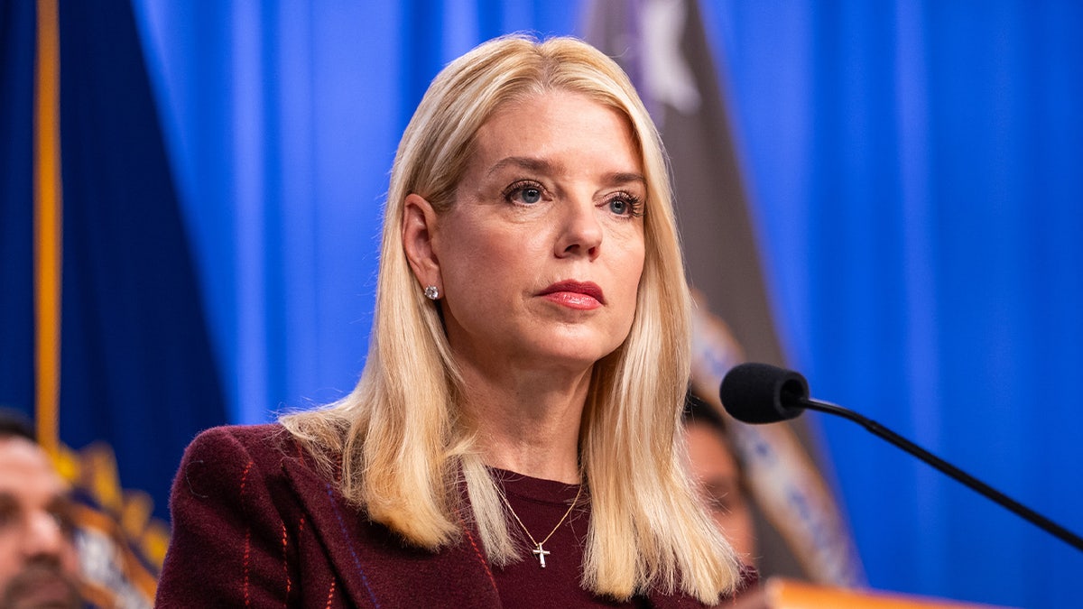 AG Pam Bondi speaks during a press conference.
