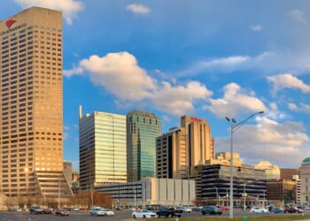 Downtown Indianapolis is seen on March 10, 2021.