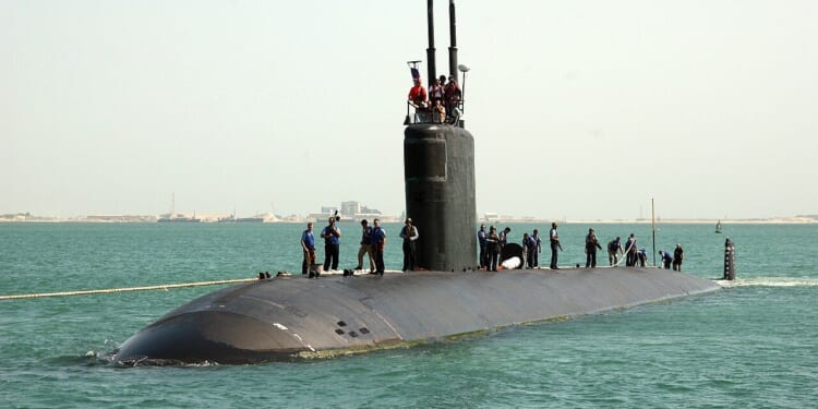 The USS Annapolis submarine at sea.
