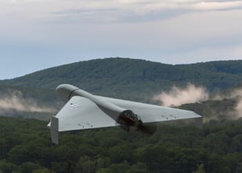 A Shahed drone in flight.