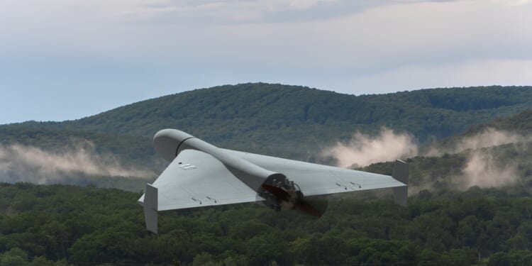 A Shahed drone in flight.
