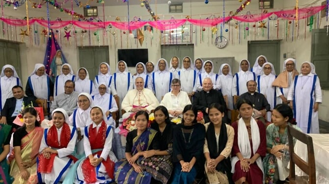 Sister Tiziana Merletti meets with nuns and aspirants at Mary House in Tejgaon, Dhaka, Bangladesh, in December 2025