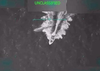 Surveillance footage of a Venezuelan boat on September 2, 2025, moments before airstrike.