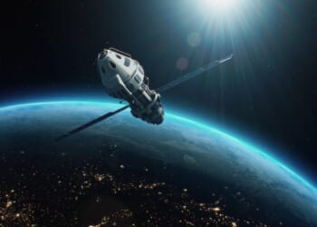 3D animation of satellite. Russia space program