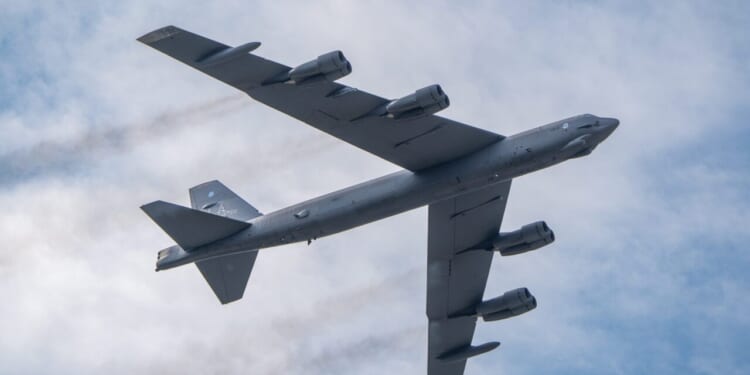 Farnborough International Airshow Wednesday USAF Boeing B-52 Stratofortress.