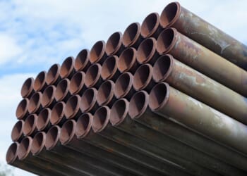 The rocket barrels of a BM-21 rocket launcher.
