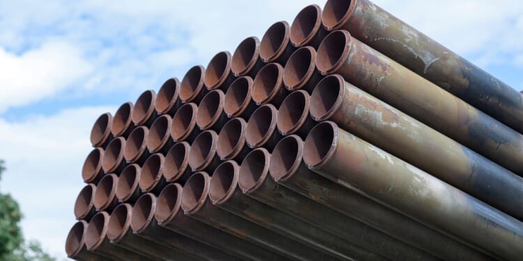 The rocket barrels of a BM-21 rocket launcher.