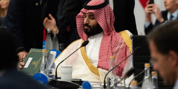 Saudi crown prince Mohammed bin Salman (MBS) appears at international conference.